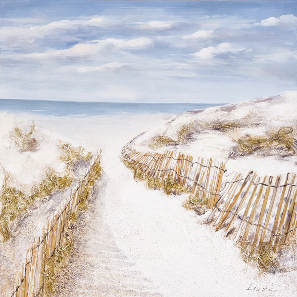 PXYW620 Wall décor art oil on canvas seascape fence on beach